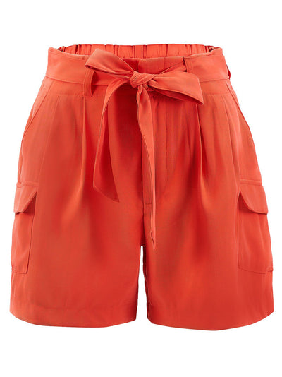 DKNY-LaceUpPleatedShorts-Orange-1