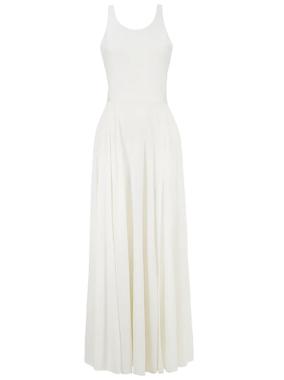 Side Slit Mesh Detail Maxi Dress (White)