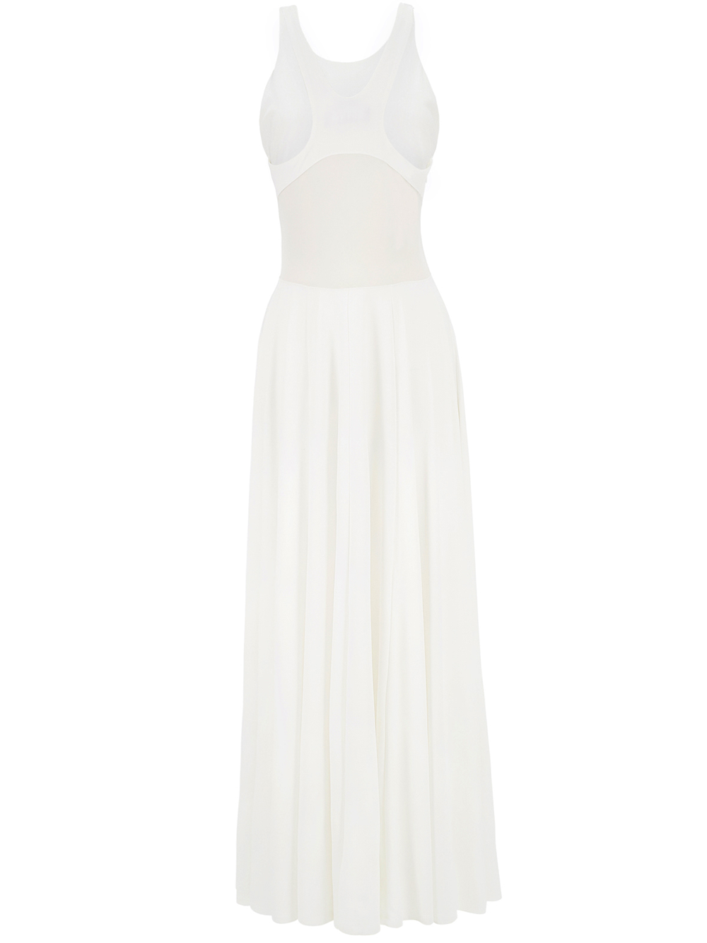 Side Slit Mesh Detail Maxi Dress (White)
