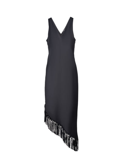 DKNY-SilkySatinFringeDress-Black-01