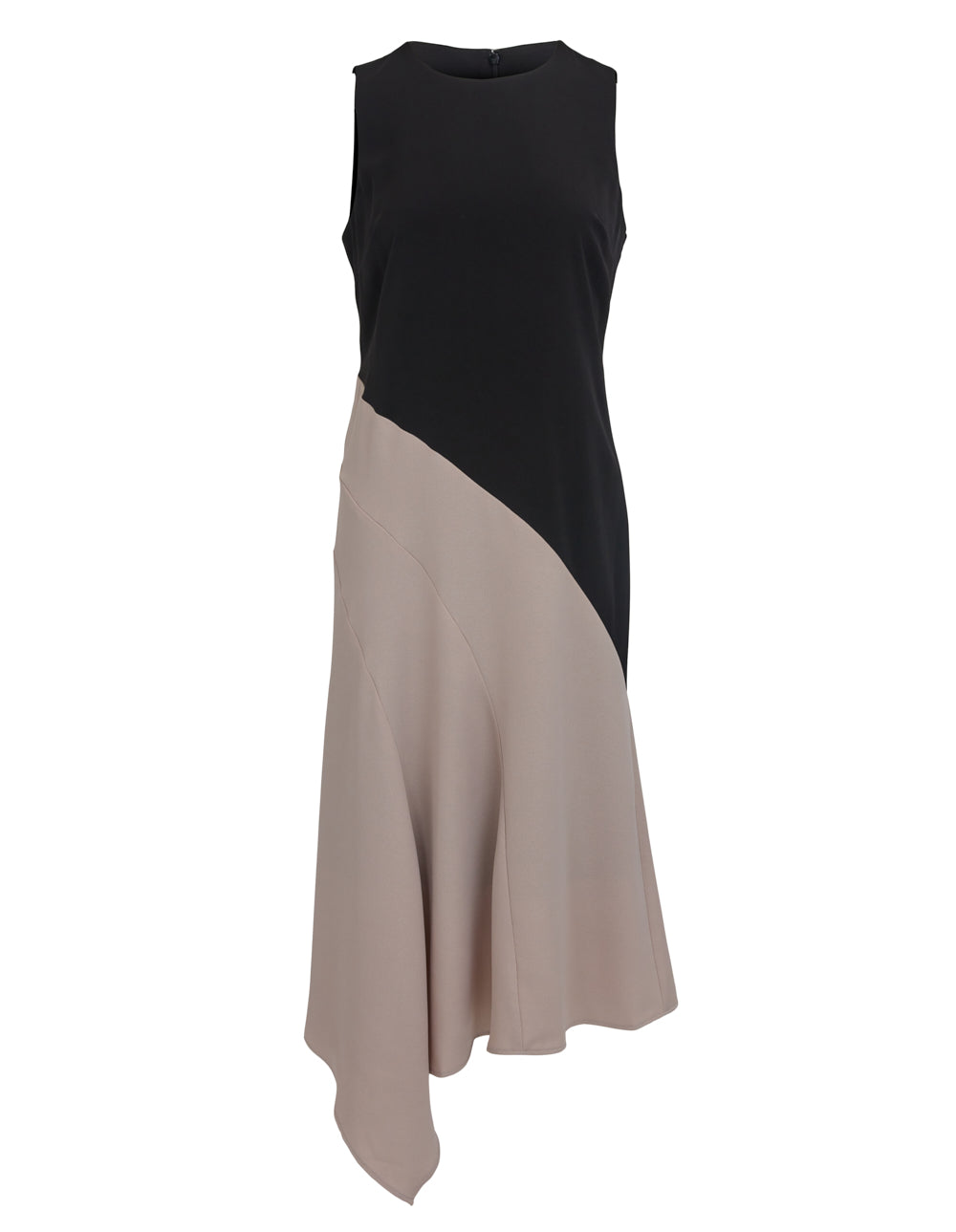 DKNY-SleevelessAsymmetricDress-Black_beige-01