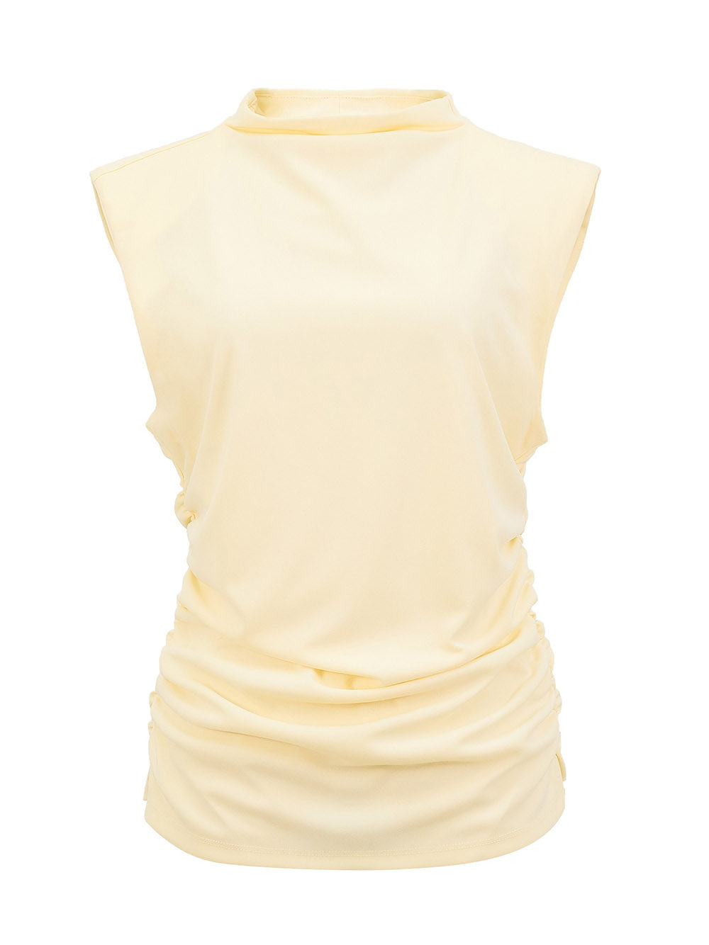 DKNY-SleevelessSideRuchTop-EggNog-1