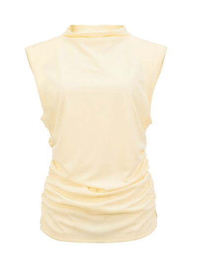 DKNY-SleevelessSideRuchTop-EggNog-1