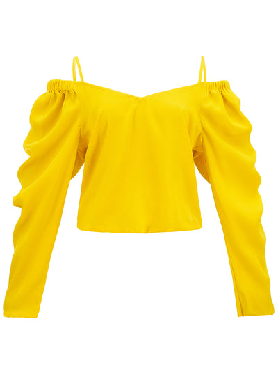 DKNY-SuprtSatinVNeckShoulderTop-Yellow-1