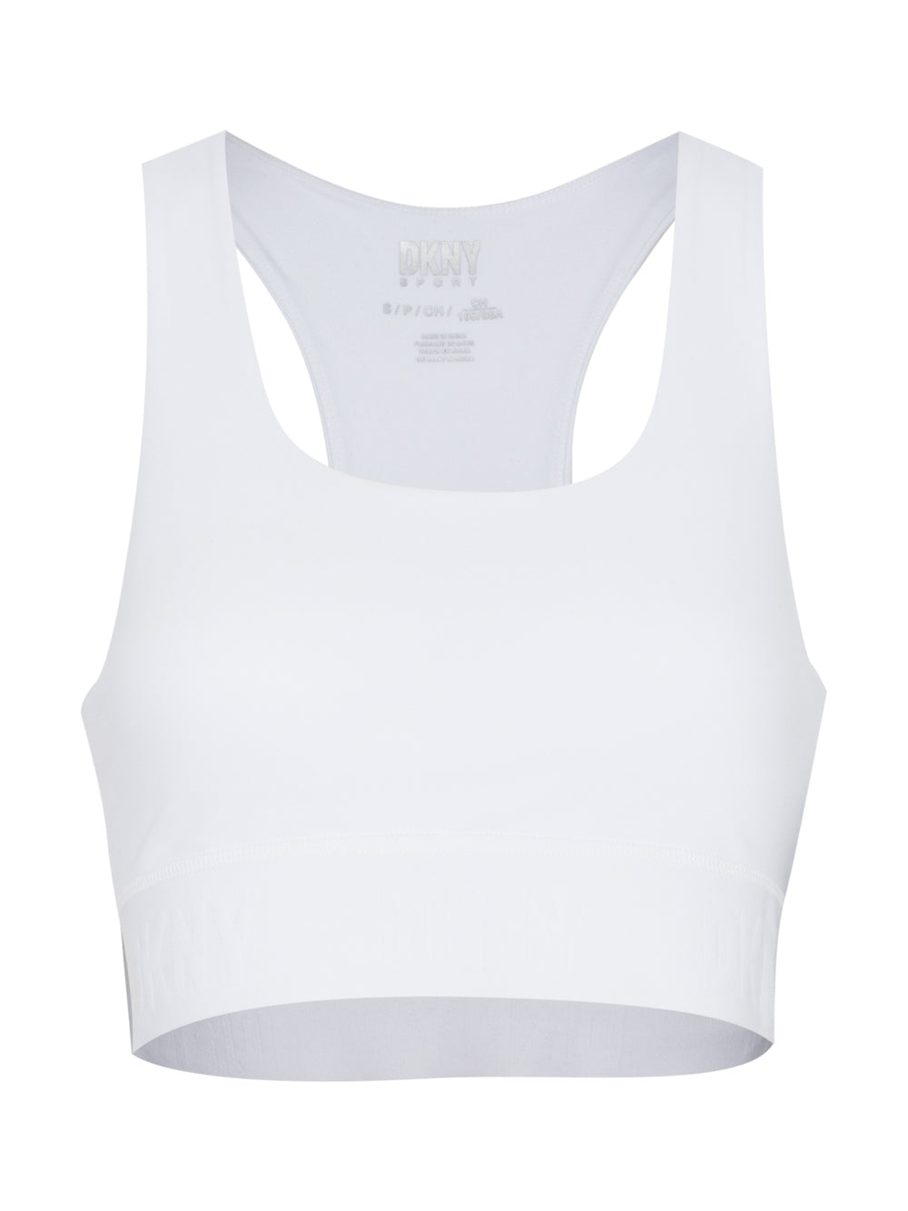 Balance Compression Logo Elastic Racerback Bra With Removeable Cups (White)
