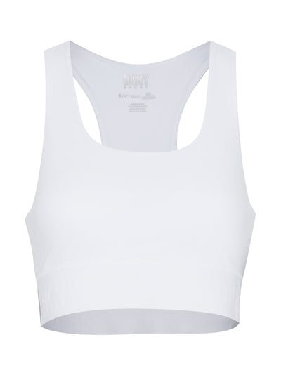 Balance Compression Logo Elastic Racerback Bra With Removeable Cups (White)