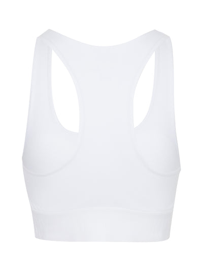 Balance Compression Logo Elastic Racerback Bra With Removeable Cups (White)