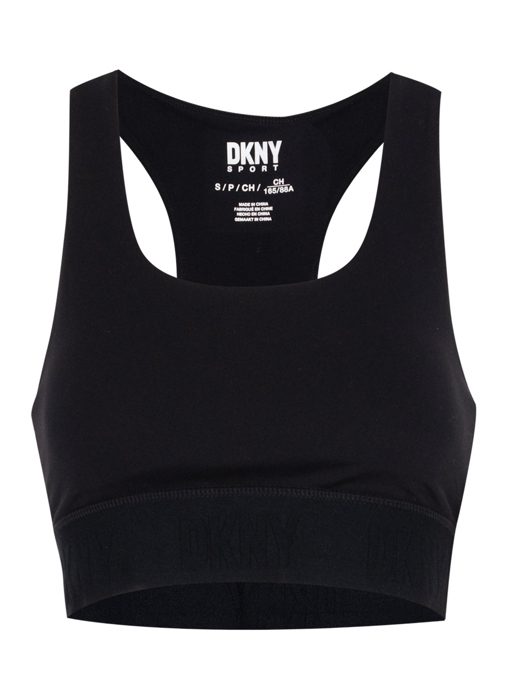 Balance Compression Logo Elastic Racerback Bra With Removeable Cups (Black)