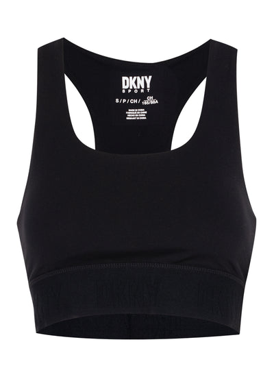 Balance Compression Logo Elastic Racerback Bra With Removeable Cups (Black)
