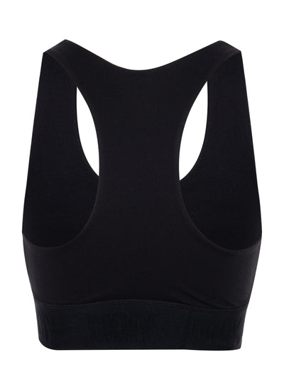 Balance Compression Logo Elastic Racerback Bra With Removeable Cups (Black)