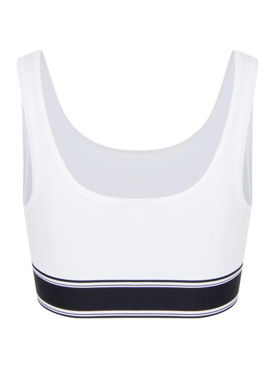 Balance Compression Soho Logo Elastic Square Neck Bralette (White)