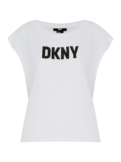 Boat Neckline Logo Top (White)