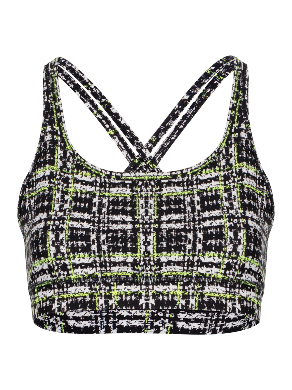 Print Strappy Keyhole Back Bra Zest Boucle Plaid