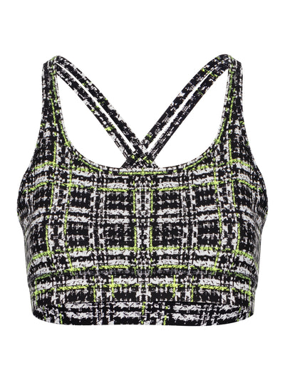 Print Strappy Keyhole Back Bra Zest Boucle Plaid