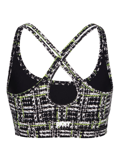 Print Strappy Keyhole Back Bra Zest Boucle Plaid