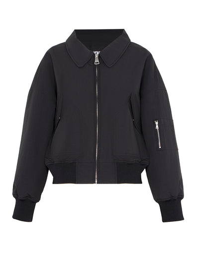 Bomber Jacket With Back Print (Black)