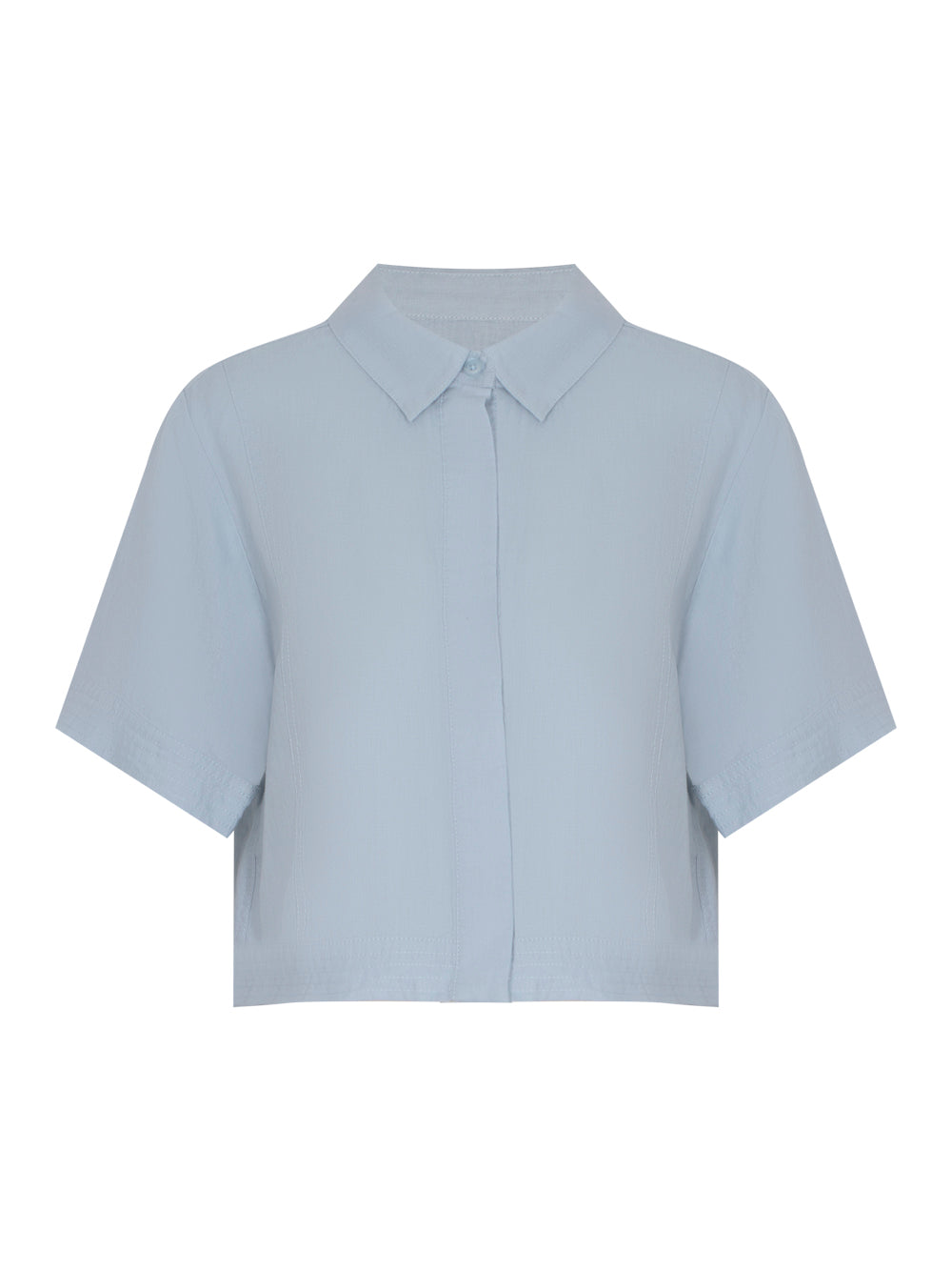 Button Front Trapunto Top (Celestial Blue)
