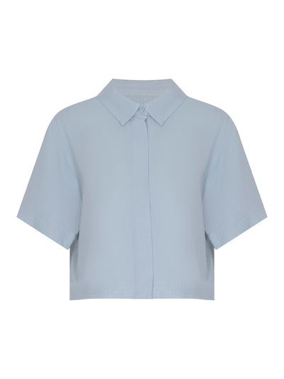 Button Front Trapunto Top (Celestial Blue)