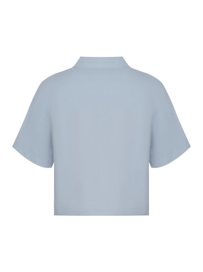 Button Front Trapunto Top (Celestial Blue)