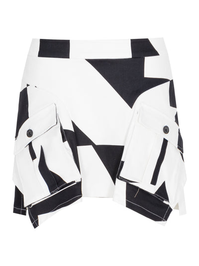 Cargo Mini Skirt With Giant Logo (White/Midnight)