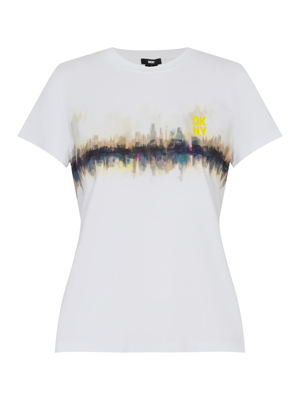 Crew Neckline Cityscape Logo T-Shirt (White)