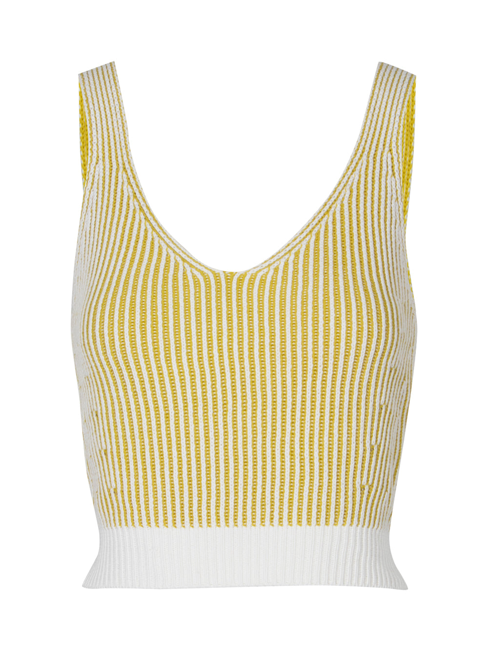 Cropped Ribbed Sleeveless Sweater (Citrine/Ivory)