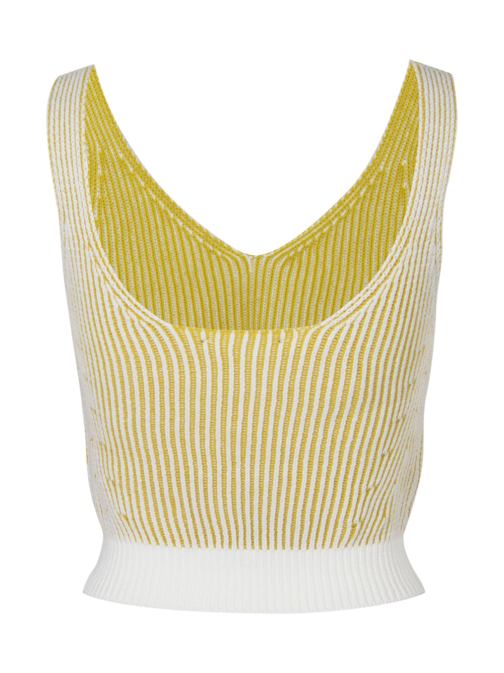 Cropped Ribbed Sleeveless Sweater (Citrine/Ivory)