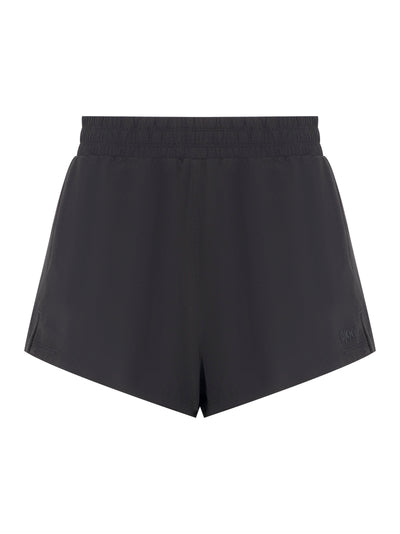 Double Layer Training Short With Runners Pocket And Logo (Black)