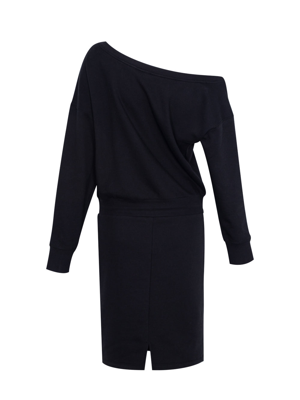 Dresses Off The Shoulder Embroidered Logo Long Sleeve Sneaker Dress (Black)