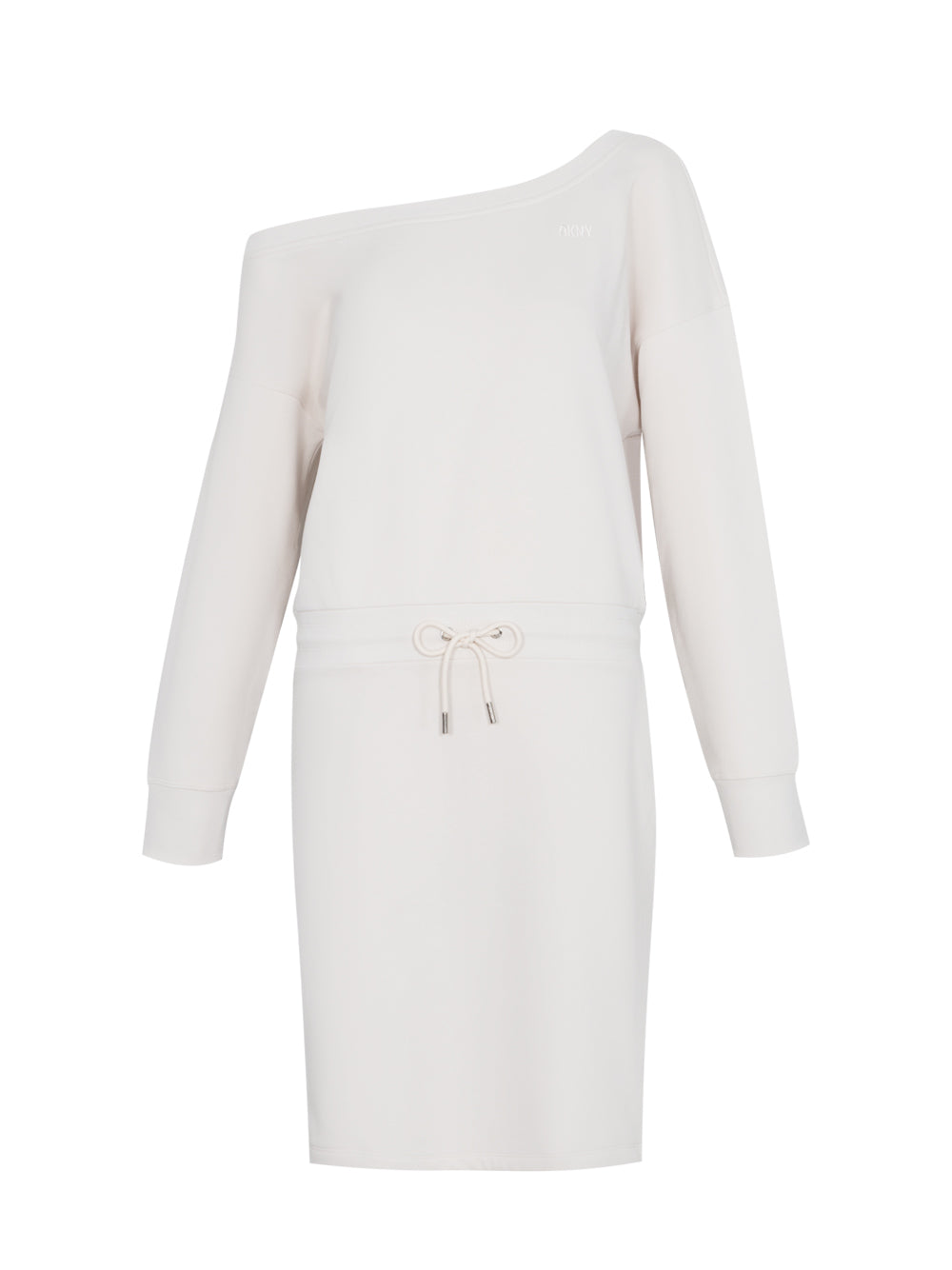 Dresses Off The Shoulder Embroidered Logo Long Sleeve Sneaker Dress (Sand)