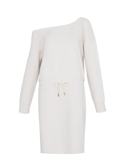 Dresses Off The Shoulder Embroidered Logo Long Sleeve Sneaker Dress (Sand)