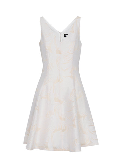 Embroidered Flare Skirt Dress (Cream)