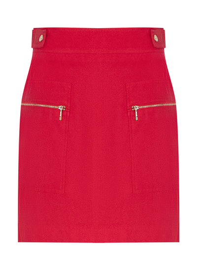 Frosted Twill Cargo Mini Skirt (Flame)