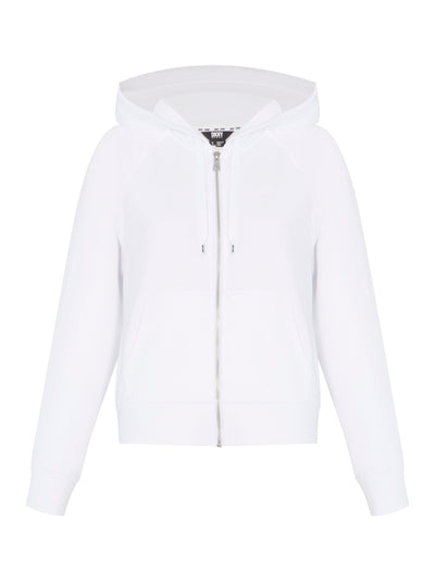 Solid Full Zip Hoodie With Logo (White)