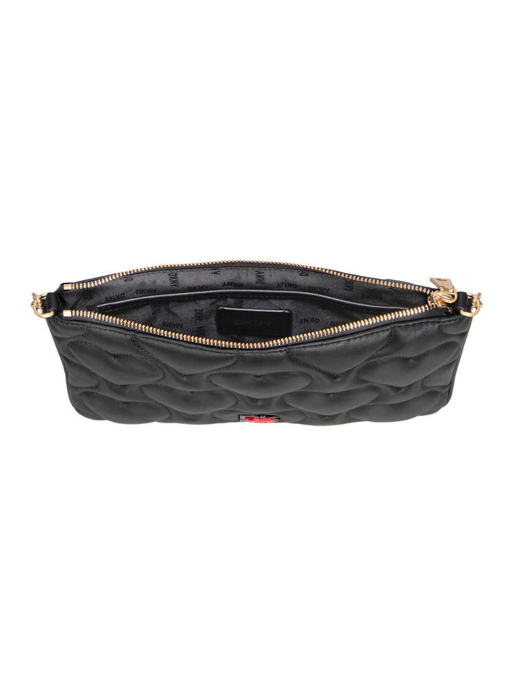 Quilted Flat Shoulder Bag (Black/Gold)