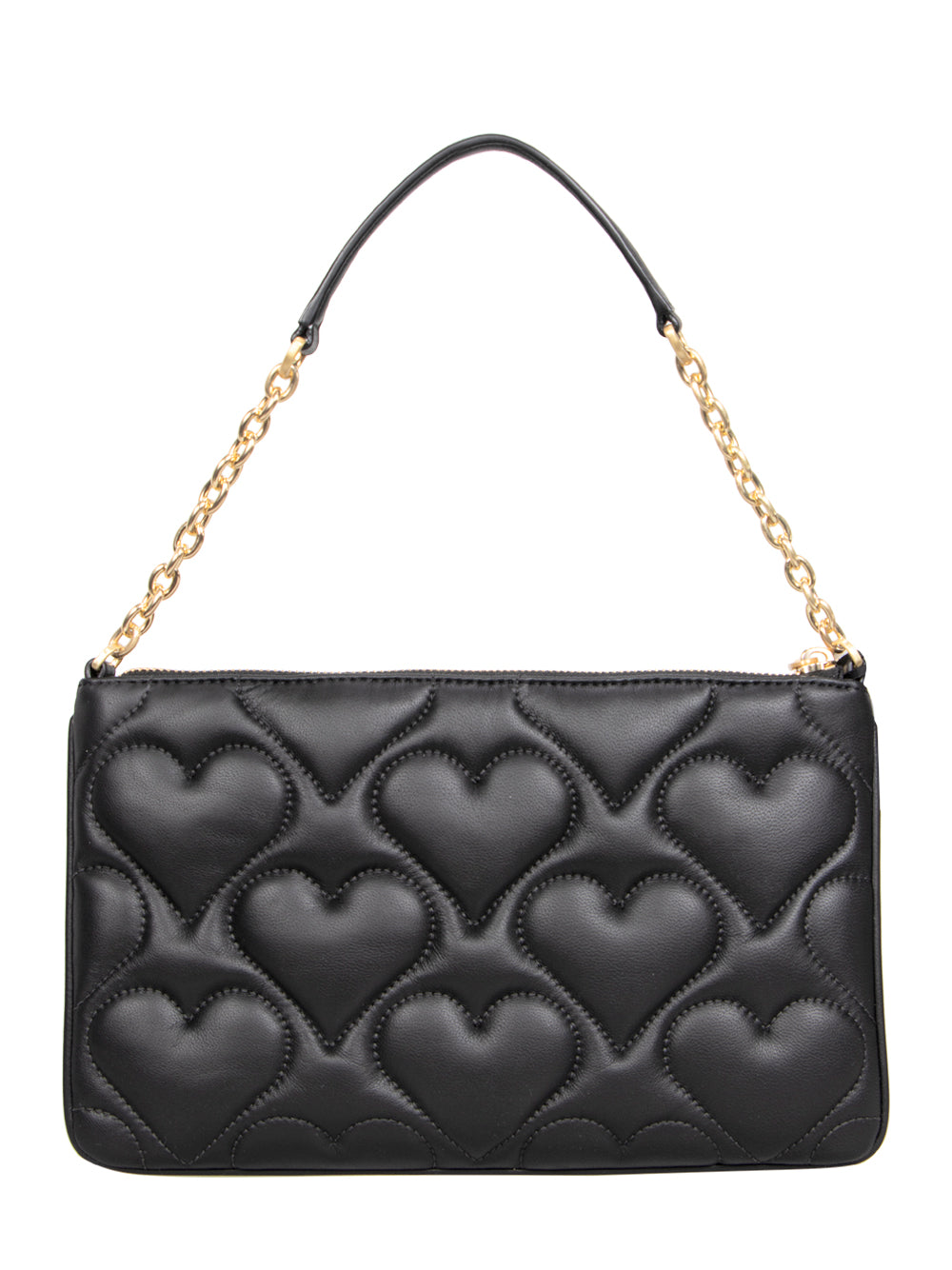 Quilted Flat Shoulder Bag (Black/Gold)