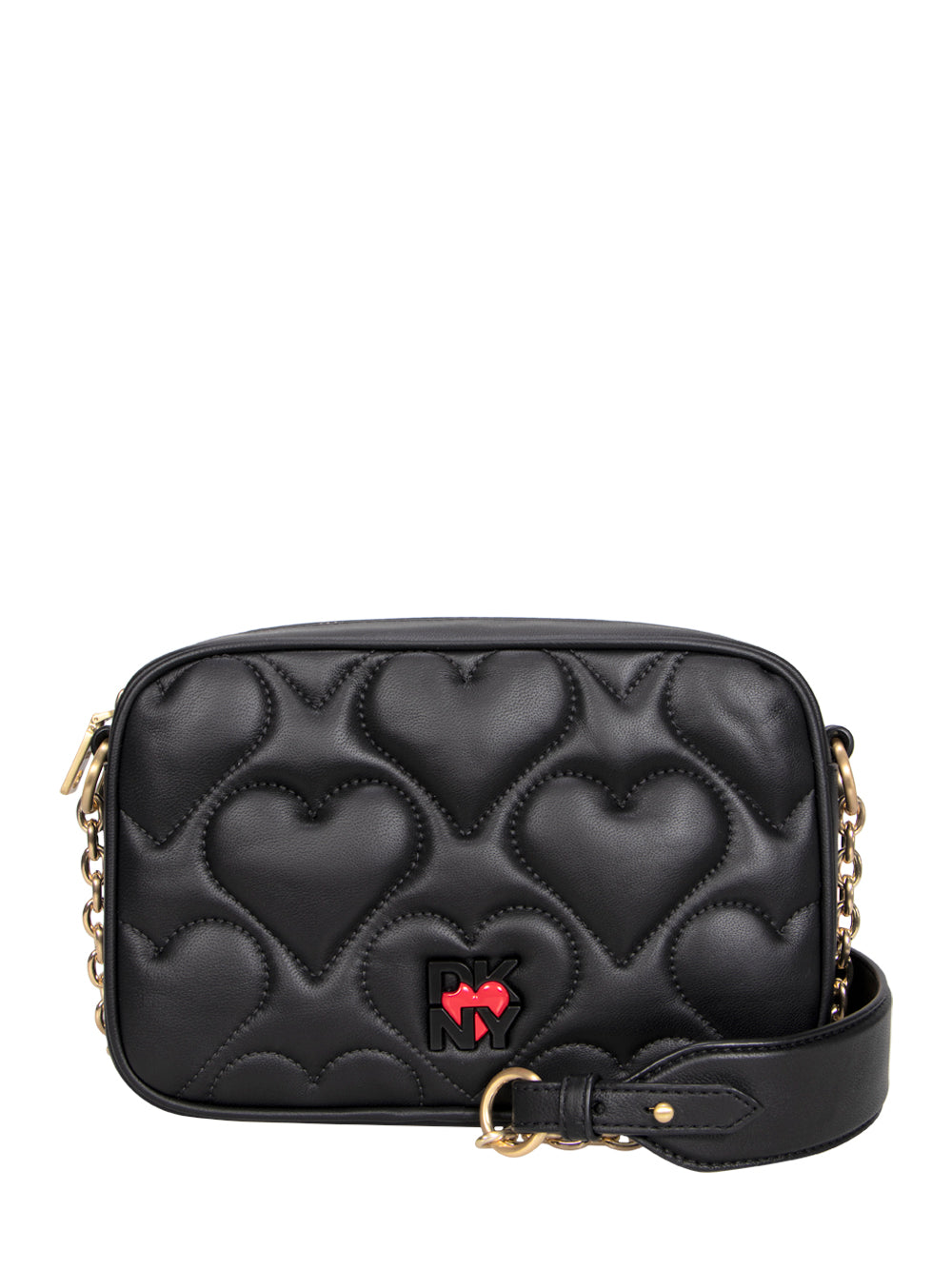 Heart of NY Quilted Camera Bag With Chain (Black/Gold)