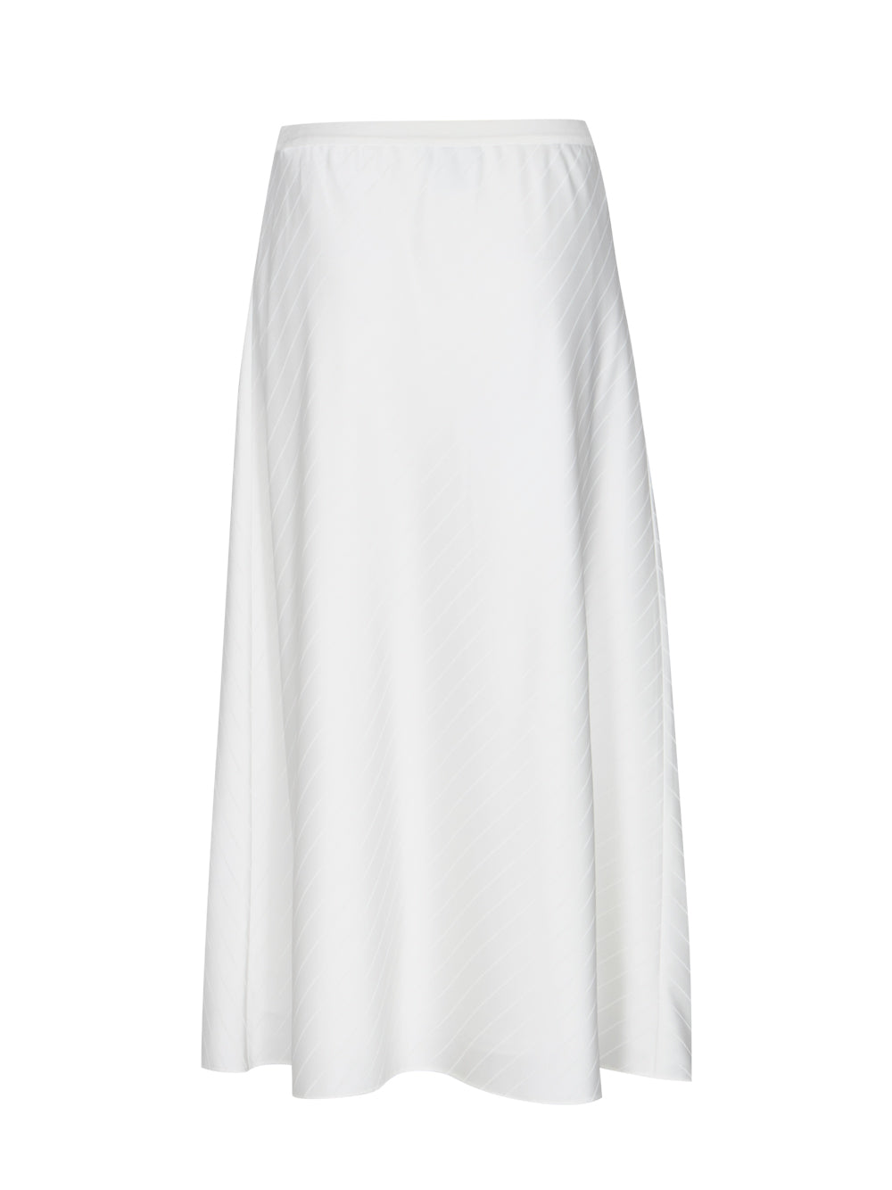 Jacquard Striped Midi Slip Skirt (Ivory)
