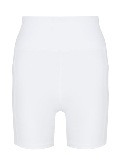 Legging Balance Compression Super High Rise 6" Bike Short With Pockets (White)