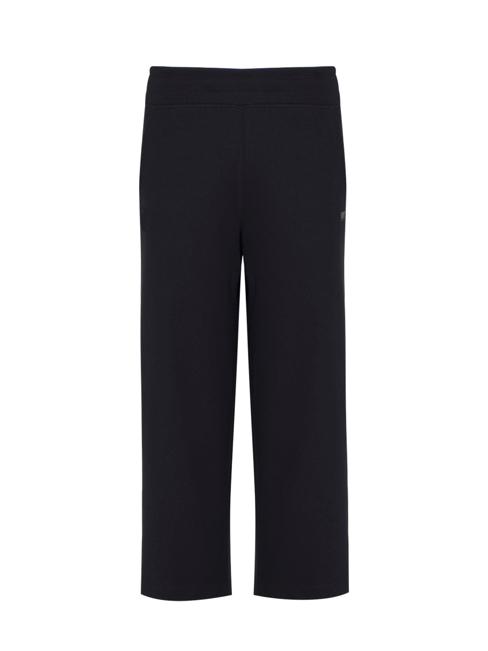 Logo Wide Leg Cropped Track Pant With Pockets (Black)