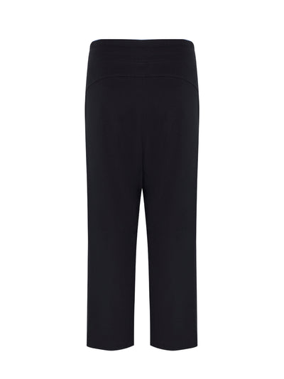 Logo Wide Leg Cropped Track Pant With Pockets (Black)