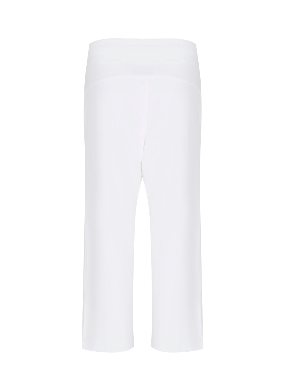 Logo Wide Leg Cropped Track Pant With Pockets (White)