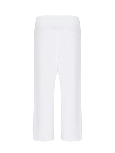 Logo Wide Leg Cropped Track Pant With Pockets (White)