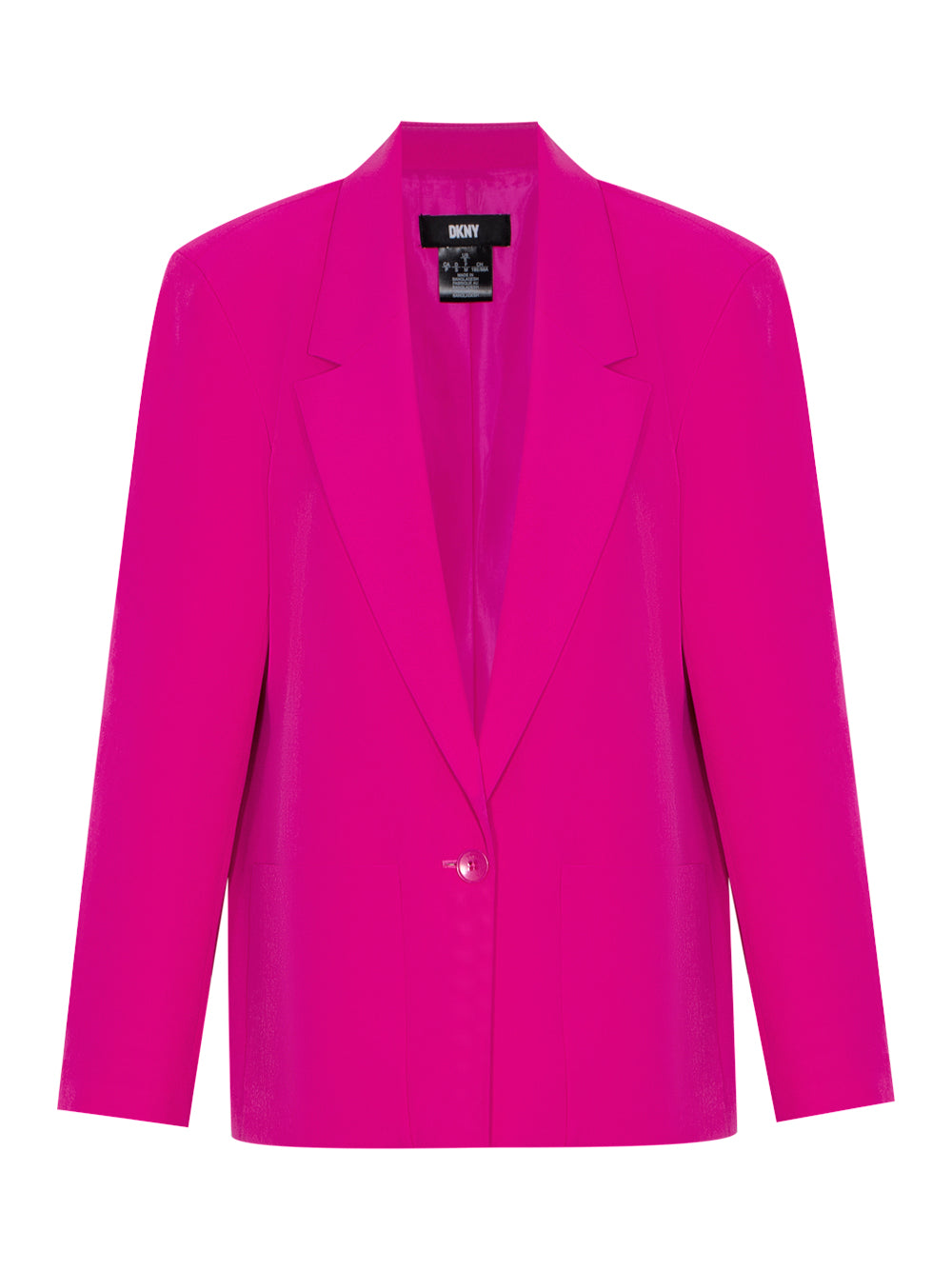 Long Sleeve 1 Button Mid Crop 2 Pocket Blazer (Shocking Pink)