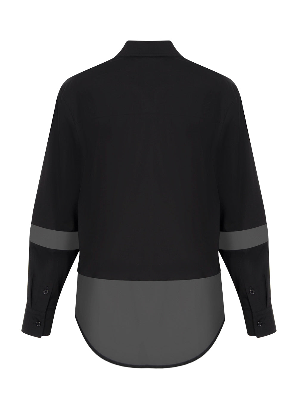 Long Sleeve Mix Media Button Down Shirt (Black)