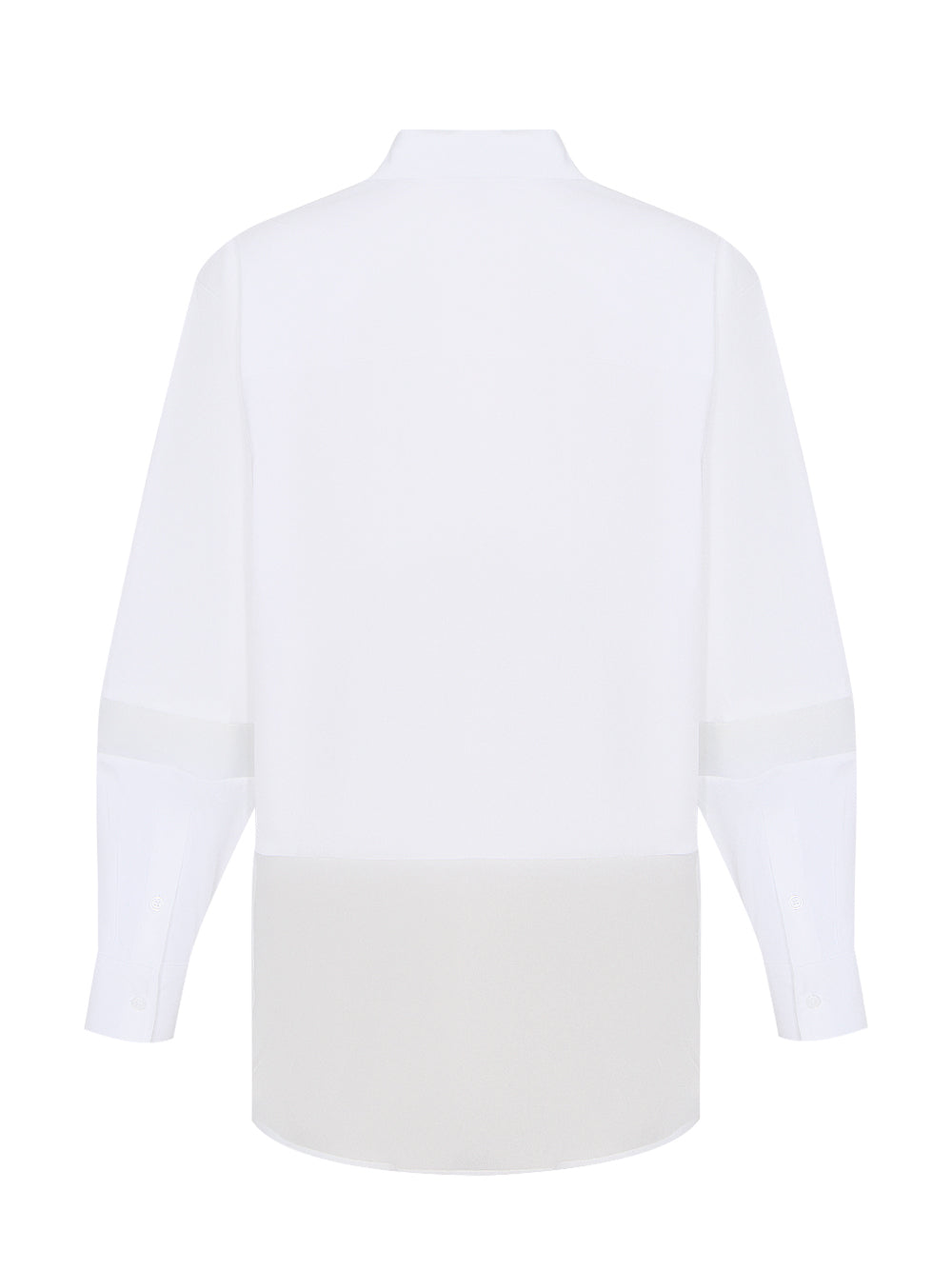 Long Sleeve Mix Media Button Down Shirt (White)