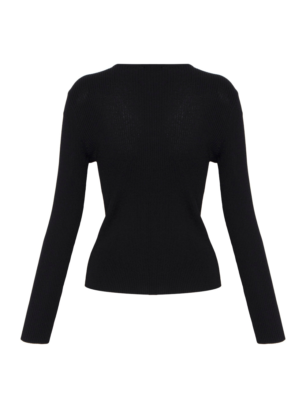 Long Sleeve Ribbed Zip Front Sweater (Black)