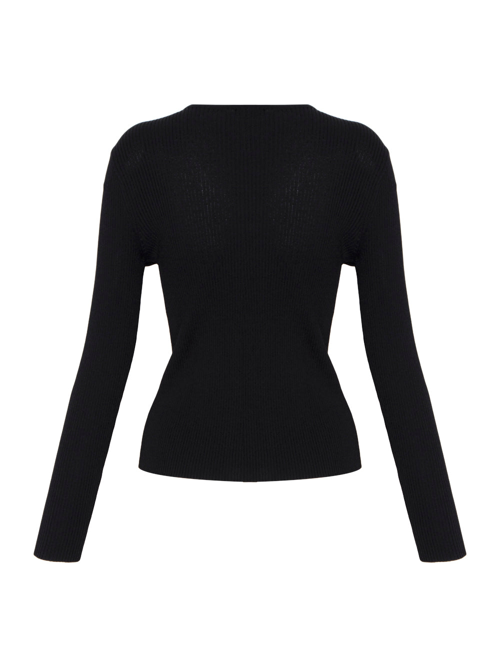 Long Sleeve Ribbed Zip Front Sweater (Black)