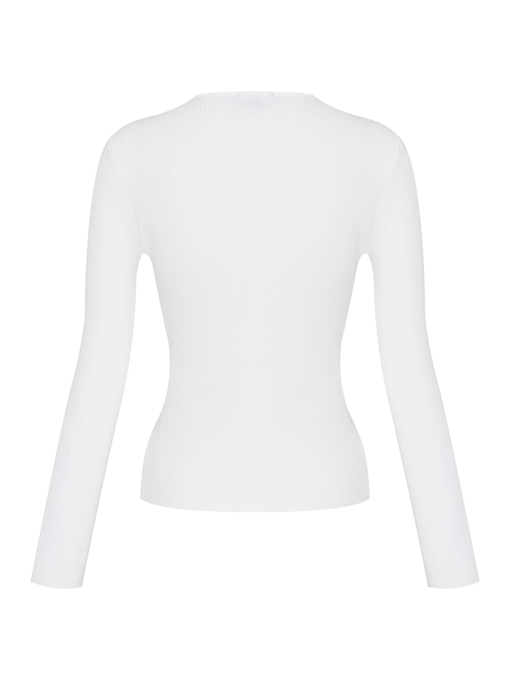 Long Sleeve Ribbed Zip Front Sweater (Ivory)
