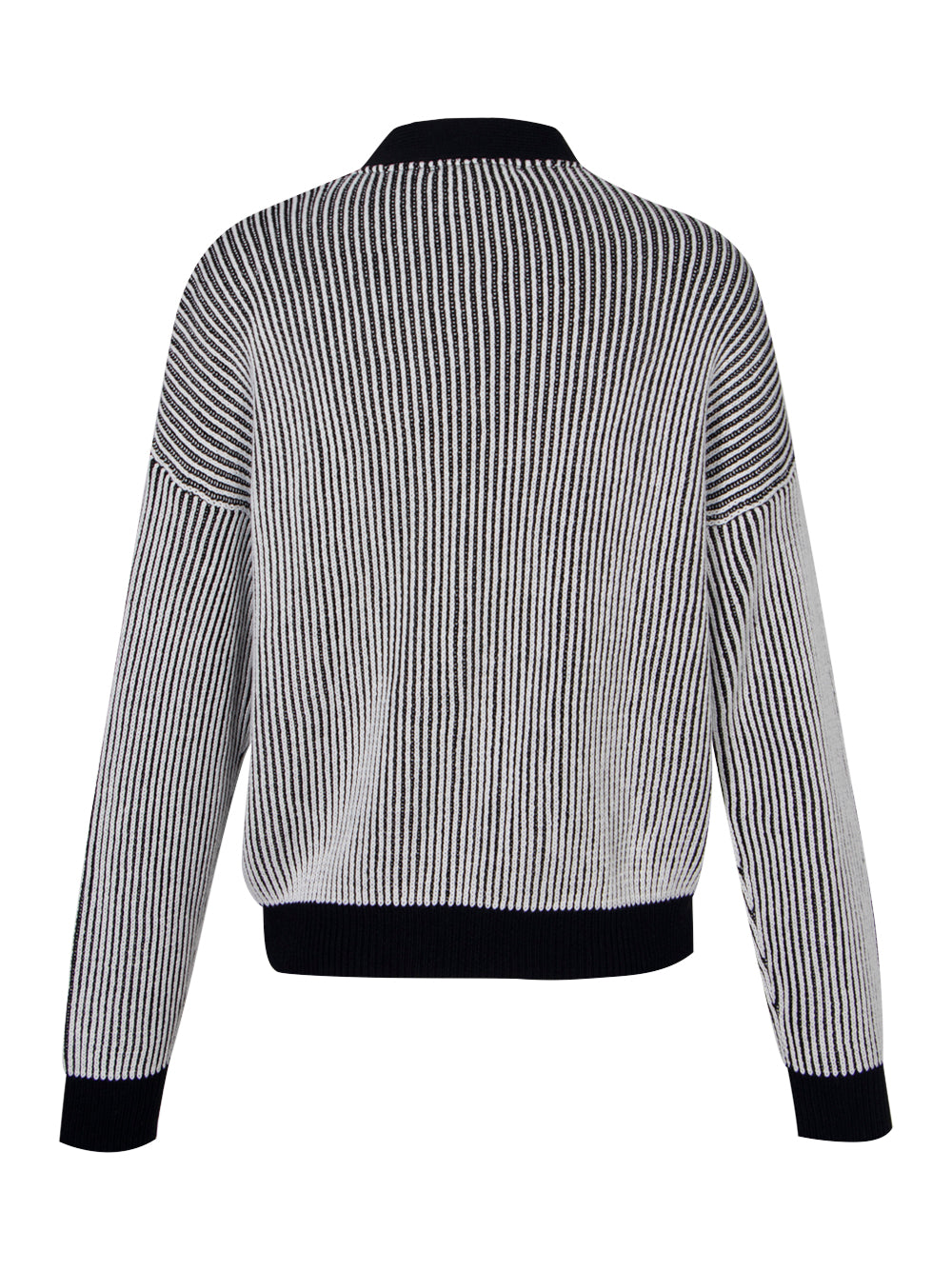 Long-Sleeve Transfer Rib Cardigan (Black/Ivory)
